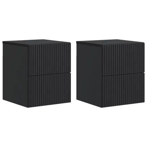vidaXL Fali éjjeli szekrény 2 pcs Fekete 33 x 34,5 x 40 cm Szerelt Fa