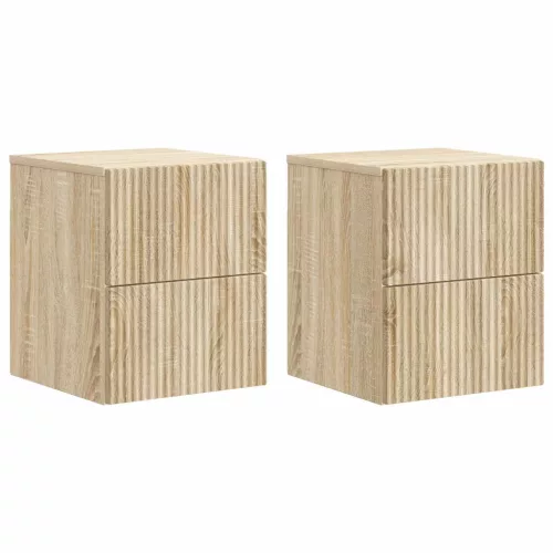 vidaXL Fali éjjeli szekrény 2 pcs Sonoma Tölgy 33 x 34,5 x 40 cm