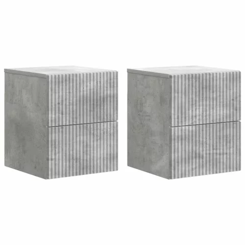 vidaXL Fali éjjeli szekrény 2 pcs Betonszürke 33 x 34,5 x 40 cm