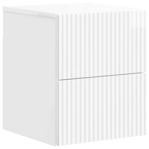 vidaXL Fali éjjeli szekrény fiókkal Magasfényű Fehér 33 x 34,5 x 40 cm