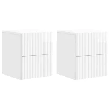   vidaXL Fali éjjeli szekrény 2 pcs Magasfényű Fehér 33 x 34,5 x 40 cm