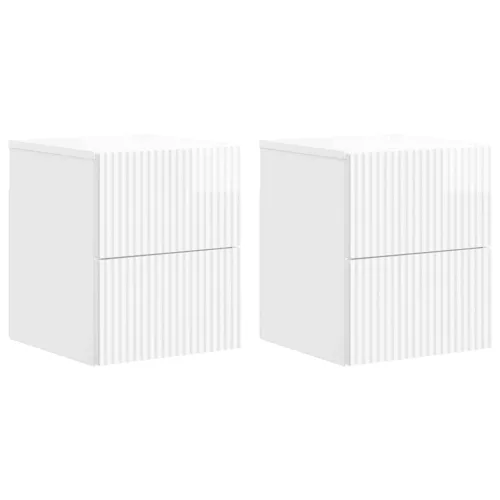 vidaXL Fali éjjeli szekrény 2 pcs Magasfényű Fehér 33 x 34,5 x 40 cm