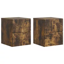   vidaXL Fali éjjeli szekrény 2 pcs Füstös Tölgy 33 x 34,5 x 40 cm