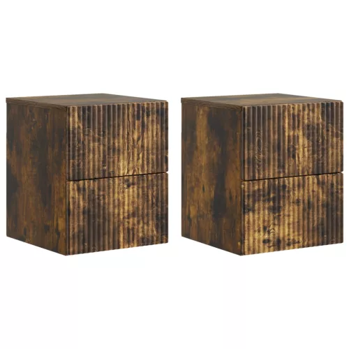 vidaXL Fali éjjeli szekrény 2 pcs Füstös Tölgy 33 x 34,5 x 40 cm