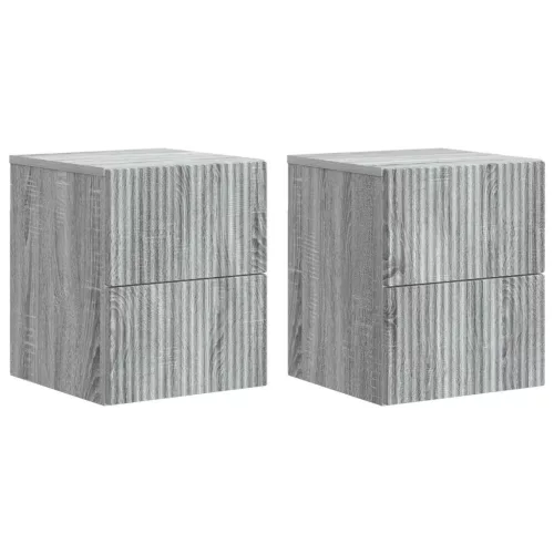 vidaXL Fali éjjeli szekrény 2 pcs Szürke Sonoma 33 x 34,5 x 40 cm