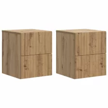   vidaXL Fali éjjeli szekrény 2 pcs Kézműves Tölgy 33 x 34,5 x 40 cm