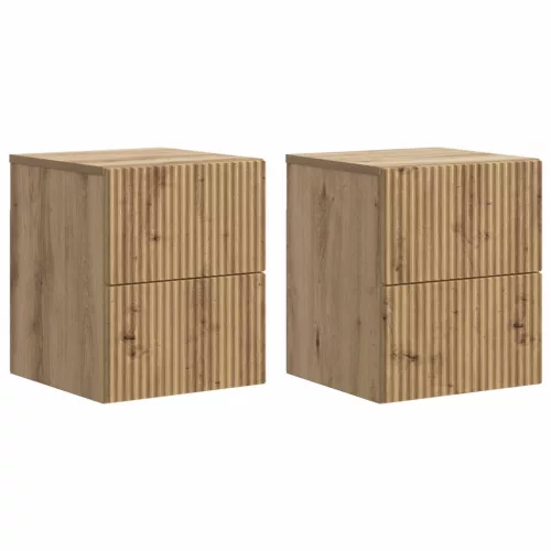 vidaXL Fali éjjeli szekrény 2 pcs Kézműves Tölgy 33 x 34,5 x 40 cm