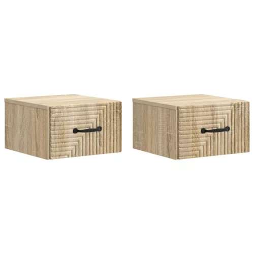 vidaXL Fali éjjeli szekrény 2 pcs Sonoma Tölgy 34,5 x 33 x 20 cm