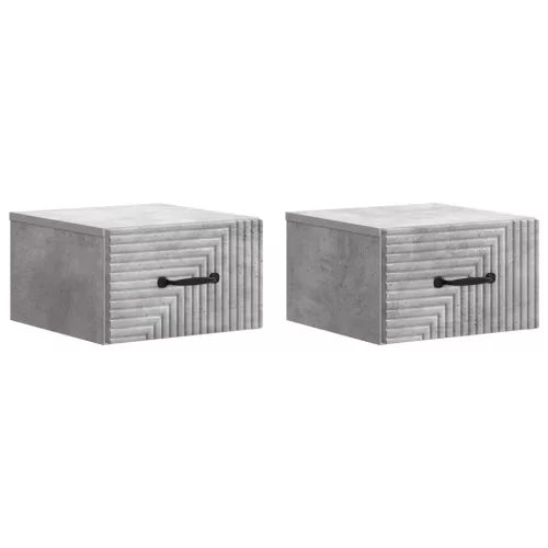 vidaXL Fali éjjeli szekrény 2 pcs Betonszürke 34,5 x 33 x 20 cm