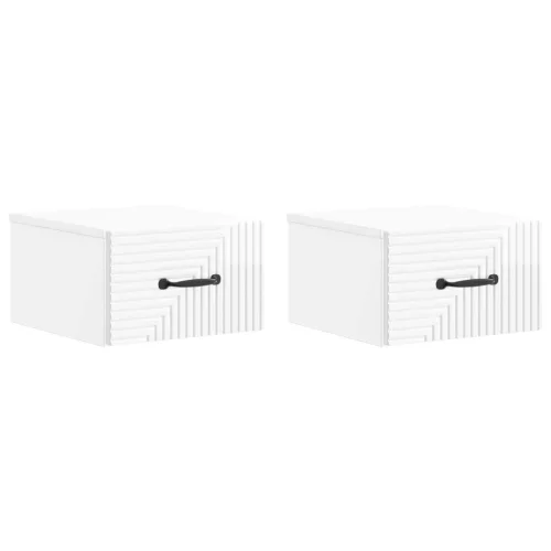 vidaXL Fali éjjeli szekrény 2 pcs Magasfényű Fehér 34,5 x 33 x 20 cm