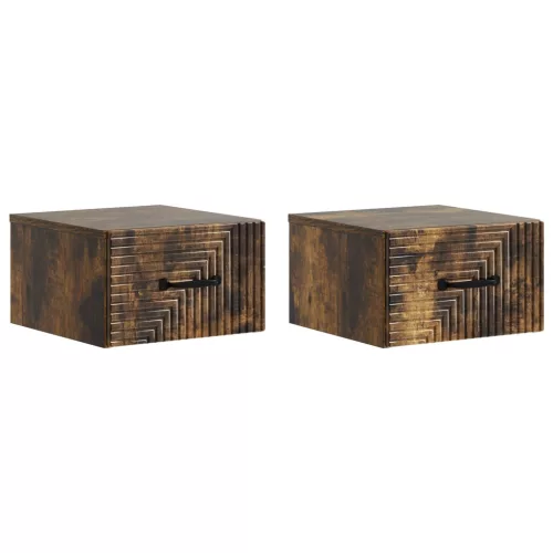 vidaXL Fali éjjeli szekrény 2 pcs Füstös Tölgy 34,5 x 33 x 20 cm