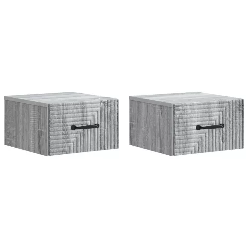 vidaXL Fali éjjeli szekrény 2 pcs Szürke Sonoma 34,5 x 33 x 20 cm