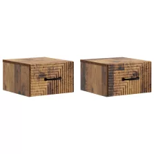   vidaXL Fali éjjeli szekrény fiókkal 2 pcs Antik Fa 34,5 x 33 x 20 cm
