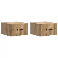   vidaXL Fali éjjeli szekrény 2 pcs Kézműves Tölgy 34,5 x 33 x 20 cm