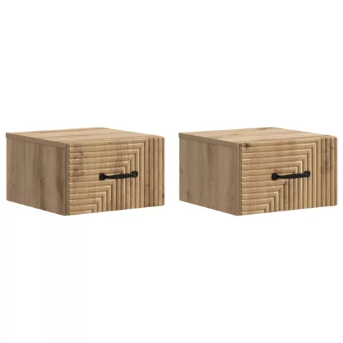 vidaXL Fali éjjeli szekrény 2 pcs Kézműves Tölgy 34,5 x 33 x 20 cm