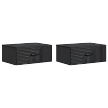   vidaXL Fali éjjeli szekrény 2 pcs Fekete 49 x 34,5 x 20 cm Szerelt Fa