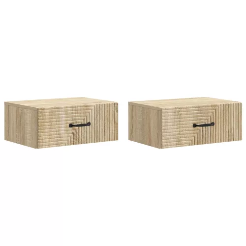 vidaXL Fali éjjeli szekrény 2 pcs Sonoma Tölgy 49 x 34,5 x 20 cm