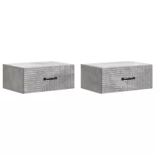   vidaXL Fali éjjeli szekrény 2 pcs Betonszürke 49 x 34,5 x 20 cm