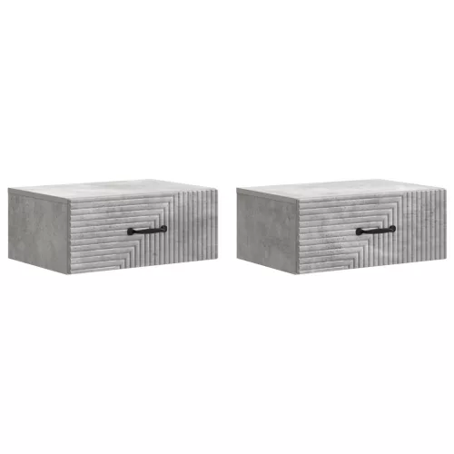 vidaXL Fali éjjeli szekrény 2 pcs Betonszürke 49 x 34,5 x 20 cm