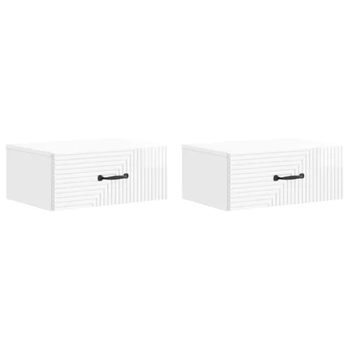 vidaXL Fali éjjeli szekrény 2 pcs Magasfényű Fehér 49 x 34,5 x 20 cm