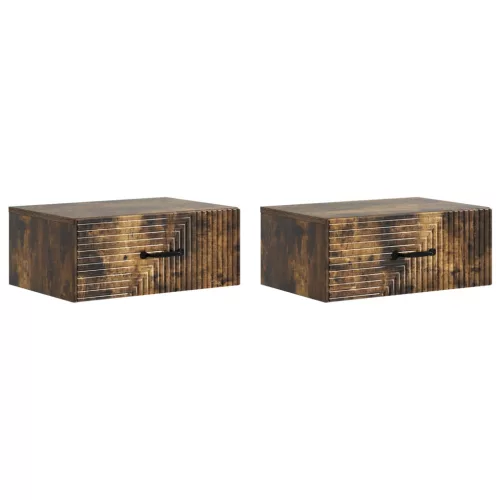 vidaXL Fali éjjeli szekrény 2 pcs Füstös Tölgy 49 x 34,5 x 20 cm