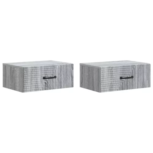 vidaXL Fali éjjeli szekrény 2 pcs Szürke Sonoma 49 x 34,5 x 20 cm