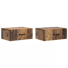   vidaXL Fali éjjeli szekrény fiókkal 2 pcs Antik Fa 49 x 34,5 x 20 cm