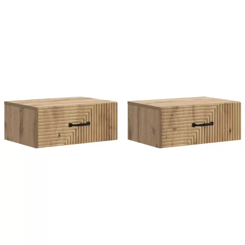 vidaXL Fali éjjeli szekrény 2 pcs Kézműves Tölgy 49 x 34,5 x 20 cm