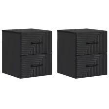   vidaXL Fali éjjeli szekrény 2 pcs Fekete 34,5 x 33 x 40 cm Szerelt Fa
