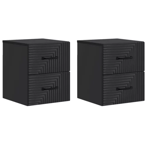 vidaXL Fali éjjeli szekrény 2 pcs Fekete 34,5 x 33 x 40 cm Szerelt Fa