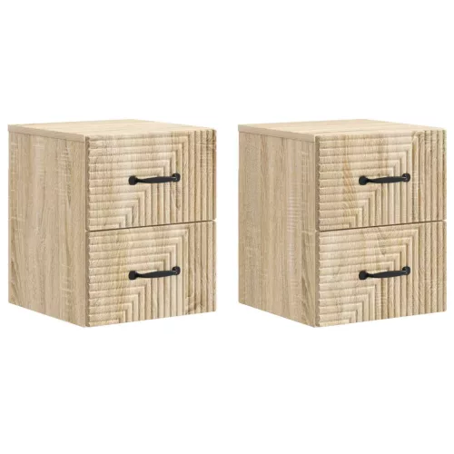 vidaXL Fali éjjeli szekrény 2 pcs Sonoma Tölgy 34,5 x 33 x 40 cm