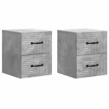   vidaXL Fali éjjeli szekrény 2 pcs Betonszürke 34,5 x 33 x 40 cm