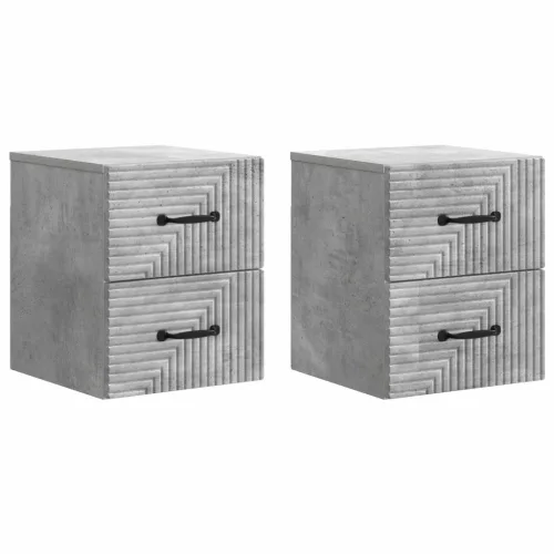 vidaXL Fali éjjeli szekrény 2 pcs Betonszürke 34,5 x 33 x 40 cm