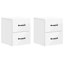   vidaXL Fali éjjeli szekrény 2 pcs Magasfényű Fehér 34,5 x 33 x 40 cm