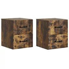   vidaXL Fali éjjeli szekrény 2 pcs Füstös Tölgy 34,5 x 33 x 40 cm