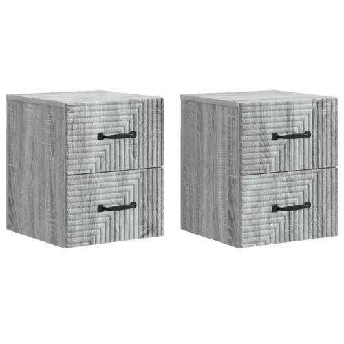 vidaXL Fali éjjeli szekrény 2 pcs Szürke Sonoma 34,5 x 33 x 40 cm