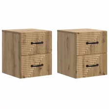   vidaXL Fali éjjeli szekrény 2 pcs Kézműves Tölgy 34,5 x 33 x 40 cm