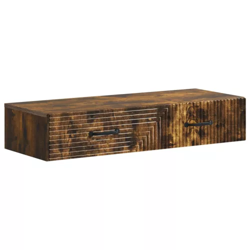 vidaXL Fali oldaltábla Füstös Tölgy 87,5 x 34,5 x 17 cm Szerelt Fa
