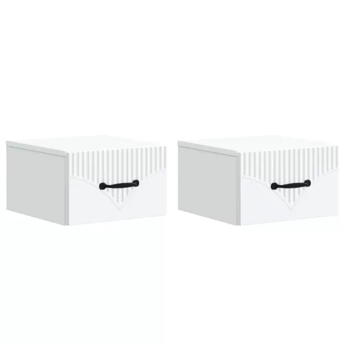 vidaXL Fali éjjeli szekrény 2 pcs Fehér 34,5 x 33 x 20 cm Szerelt Fa
