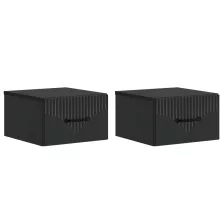   vidaXL Fali éjjeli szekrény 2 pcs Fekete 34,5 x 33 x 20 cm Szerelt Fa