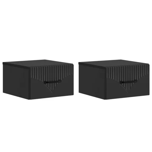 vidaXL Fali éjjeli szekrény 2 pcs Fekete 34,5 x 33 x 20 cm Szerelt Fa