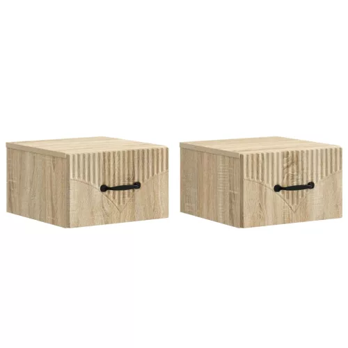 vidaXL Fali éjjeli szekrény 2 pcs Sonoma Tölgy 34,5 x 33 x 20 cm