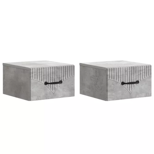 vidaXL Fali éjjeli szekrény 2 pcs Betonszürke 34,5 x 33 x 20 cm