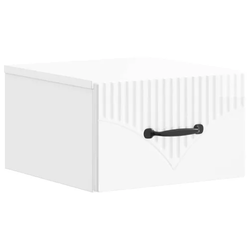 vidaXL Fali éjjeli szekrény fiókkal Magasfényű Fehér 34,5 x 33 x 20 cm