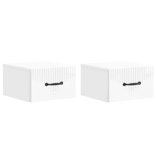 vidaXL Fali éjjeli szekrény 2 pcs Magasfényű Fehér 34,5 x 33 x 20 cm