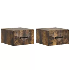   vidaXL Fali éjjeli szekrény 2 pcs Füstös Tölgy 34,5 x 33 x 20 cm