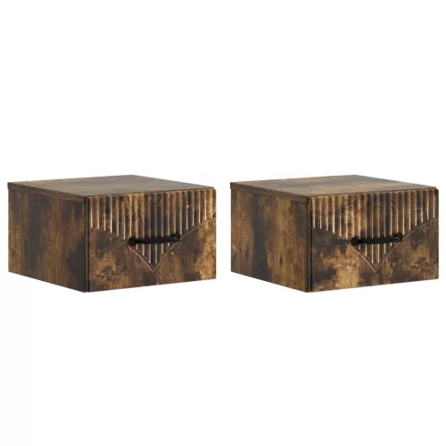vidaXL Fali éjjeli szekrény 2 pcs Füstös Tölgy 34,5 x 33 x 20 cm
