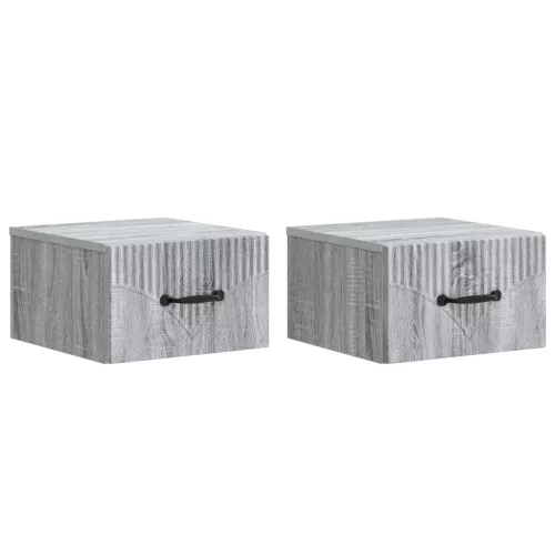vidaXL Fali éjjeli szekrény 2 pcs Szürke Sonoma 34,5 x 33 x 20 cm