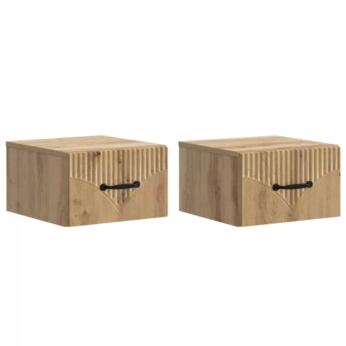 vidaXL Fali éjjeli szekrény 2 pcs Kézműves Tölgy 34,5 x 33 x 20 cm