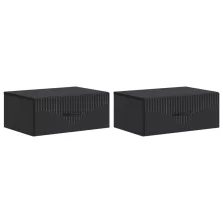   vidaXL Fali éjjeli szekrény 2 pcs Fekete 49 x 34,5 x 20 cm Szerelt Fa